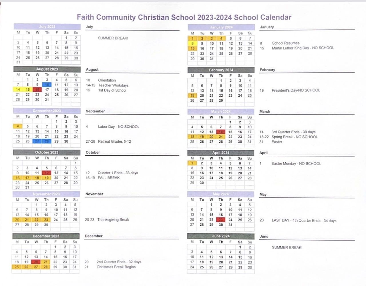 School Calendar